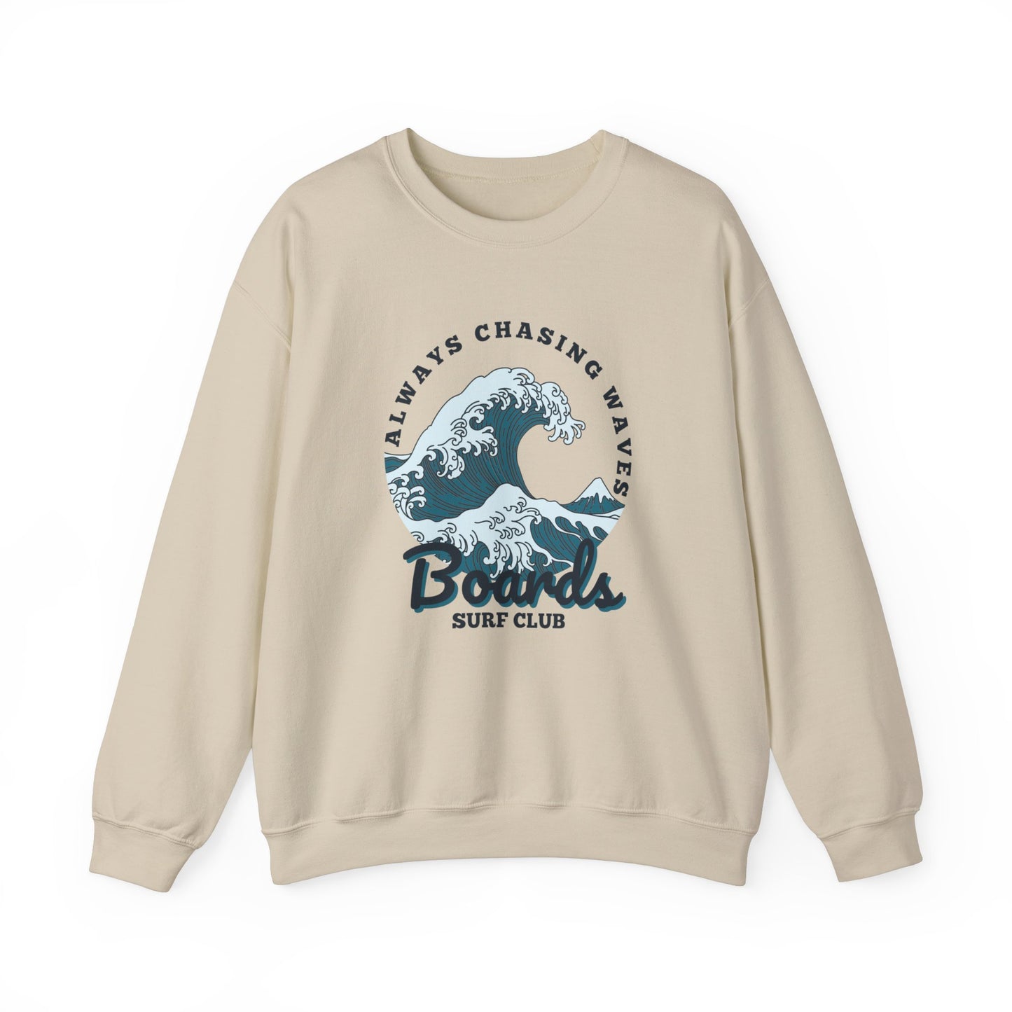 Chasing Waves Front Print Crewneck
