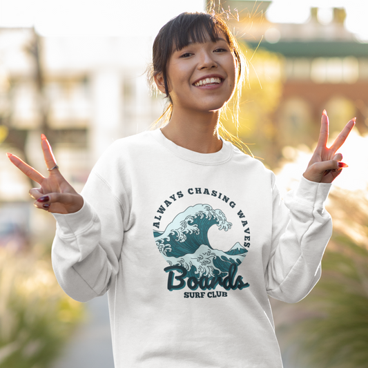 Chasing Waves Front Print Crewneck